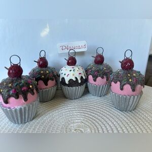Dept 56 CUPCAKE Place Card Holders  Or Christmas Ornament’s Set of 5 Vintage 3"